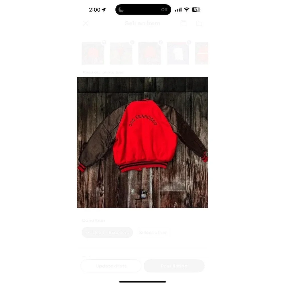 Vintage DeLONG Varsity‎ Jacket Mens Size 44 Red San Francisco Letterman